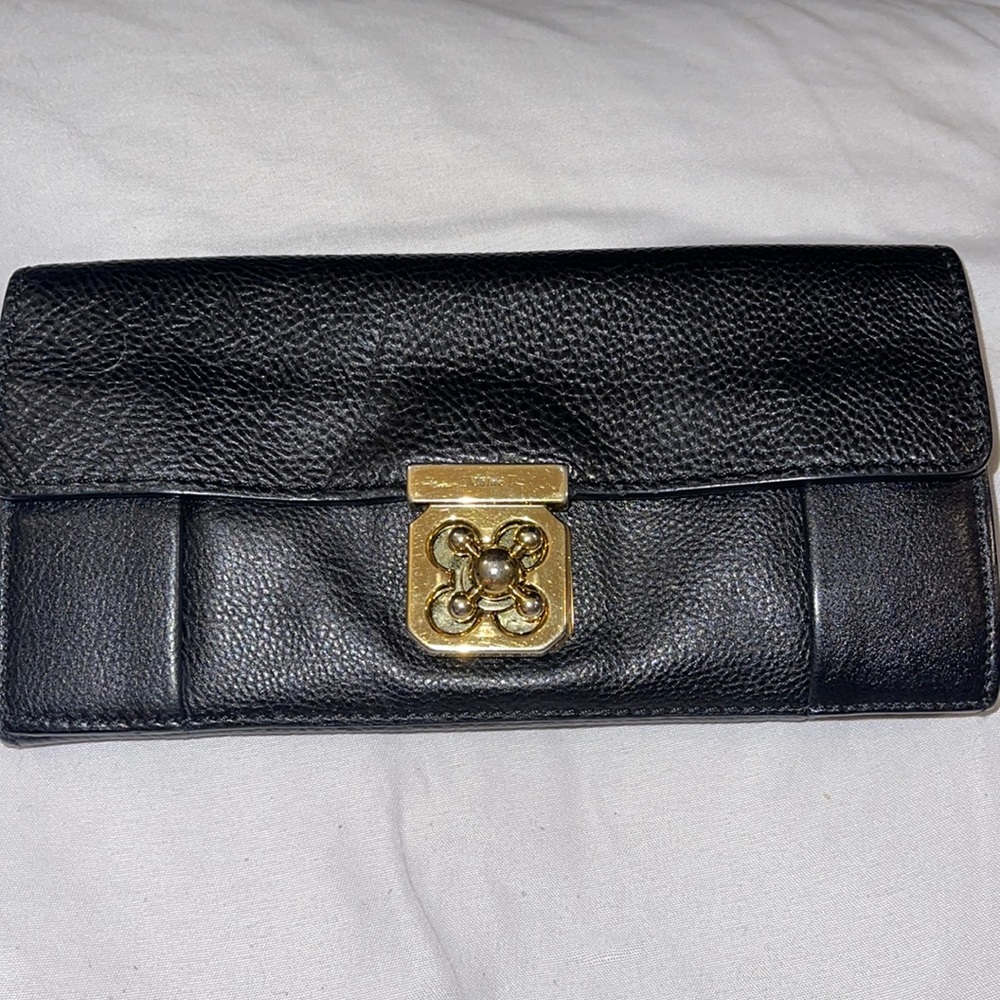 Chloe black soft leather long wallet